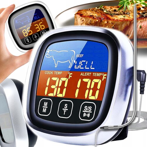  LCD inox kuhinjski termometer s sondo 122cm do 300°C za meso Cene