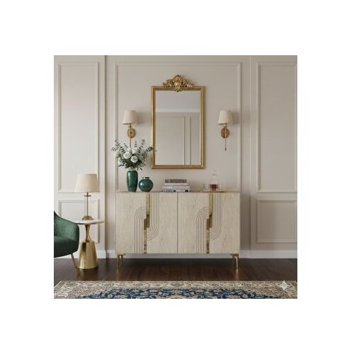 Hanah home konzola meyra 120 white travertine gold Cene