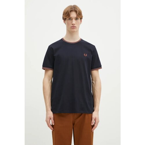Fred Perry Pamučna majica za mu&amp;scaron;karce, boja: tamno plava, bez uzorka, M1588.Y31 Slike