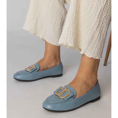 Gemre Blue women's loafers with a gold ornament Frada Cijene