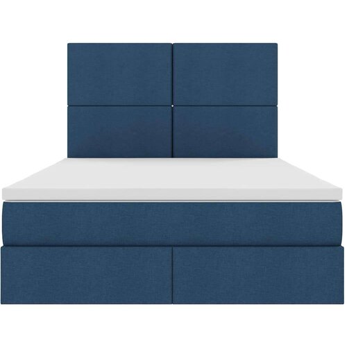  Krevet S LED lampica s uzglavljem Plava 140 x 190 cm tkanina Slike