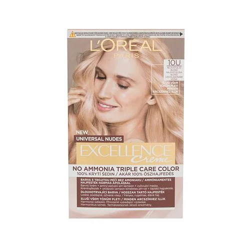 L´Oréal Paris excellence Creme Triple Protection No Ammonia barva za lase za svetle lase za vse vrste las 48 ml odtenek 10U Lightest Blond