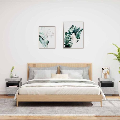  Noćni ormarići s LED svjetlima 2 kom boja betona 40x39x48,5 cm Slike
