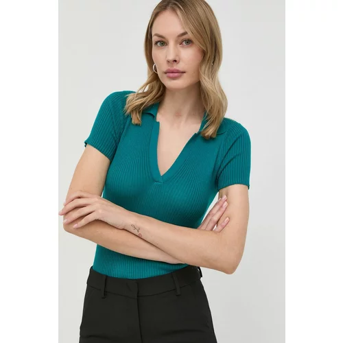 Max&co. Majica kratkih rukava za žene, boja: zelena, s ovratnikom
