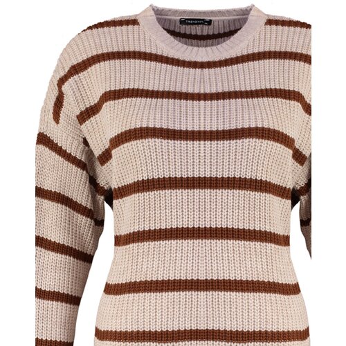 Trendyol Curve Stone Striped Relax Pattern Off Shoulder Knitwear Sweater Cene