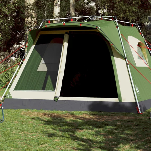 vidaXL Družinski šotor za 7 oseb zelen za hitro postavitev