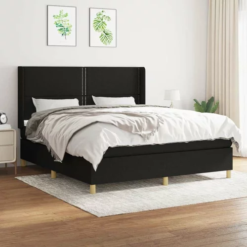  Box spring postelja z vzmetnico črna 180x200 cm blago, (20894275)