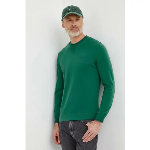 PepeJeans Bombažen pulover Mike zelena barva