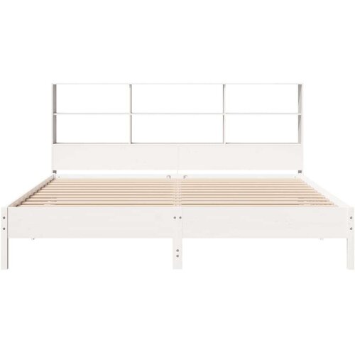 VidaXL Krevet s regalom z knjige bez madraca bijeli 180x200cm borovina Slike