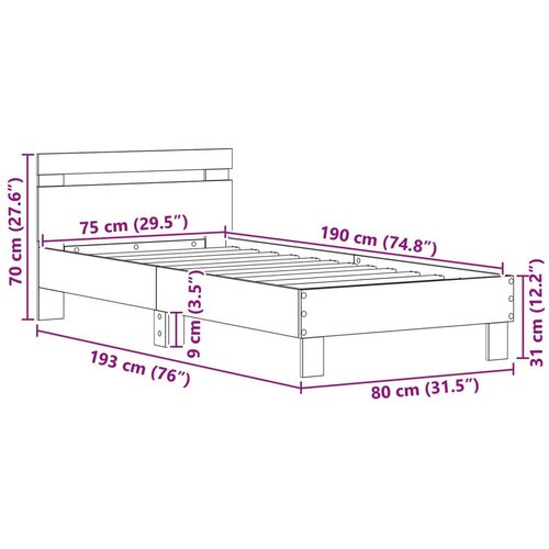  Okvir za krevet Staro drvo 75 x 190 cm Konstruirano drvo Slike