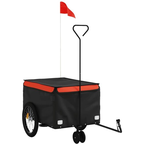 vidaXL Kolesarska prikolica črna in oranžna 30 kg železo, (21227787) Cene