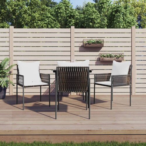 VidaXL Vrtni stoli z blazinami 4 kosi rjavi 54x61x83 cm poli ratan Slike