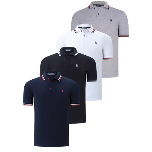 Dewberry QUAD SET T8594 MENS T-SHIRT-BLACK-WHITE-NAVY BLUE-GREY Cene