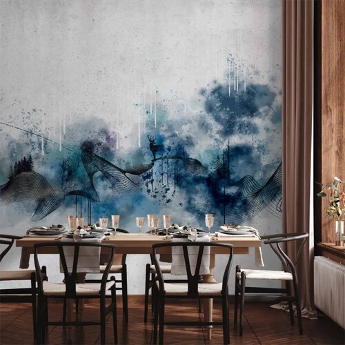 Foto tapeta - Abstract wave - minimalist composition with blue pattern 500x350 Cene