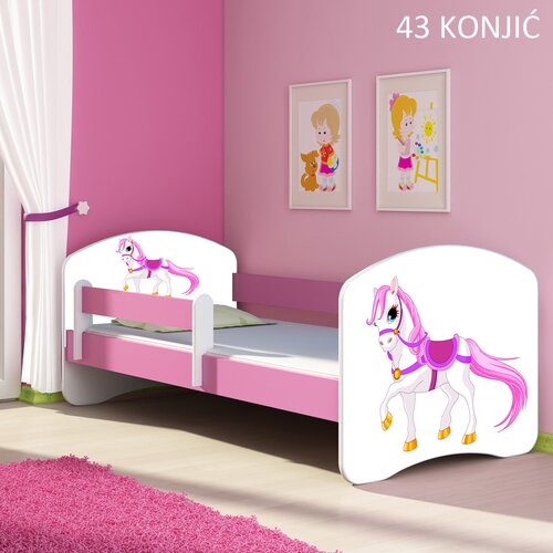  Dječji krevet ACMA s motivom, bočna roza 160x80 cm 43 Konjić Cene