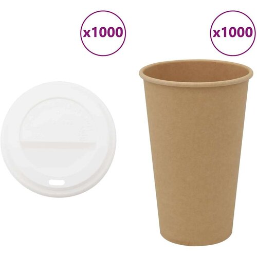 VidaXL papirnate &amp;scaron;alice za kavu s poklopcima 1000 kom 16 oz 400 ml Slike