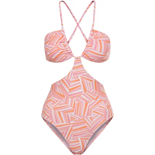 LSCN by LASCANA Jednodijelni kupaći kostim 'Lisa' narančasta / roza / svijetloroza / bijela