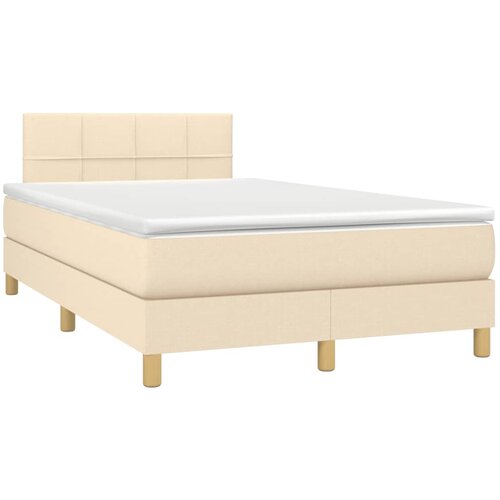 vidaXL Box spring postelja z vzmetnico krem 120x190 cm blago, (21111559) Cene