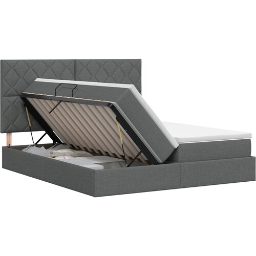  Krevet s od storage s uzglavljem Tamnosiva 200 x 200 cm Tkanina Slike