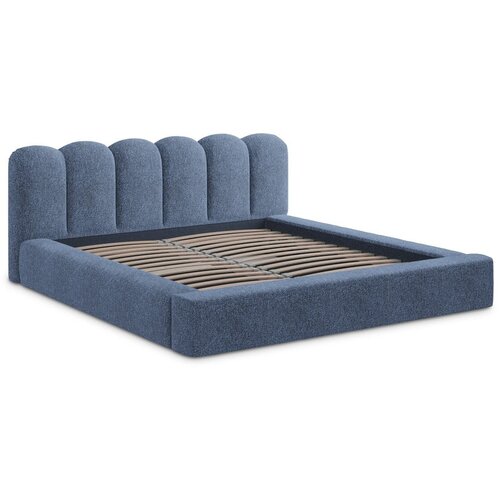 Makamii Plavi tapecirani bračni krevet s prostorom za odlaganje s podnicom 180x200 cm Mano – Cijene
