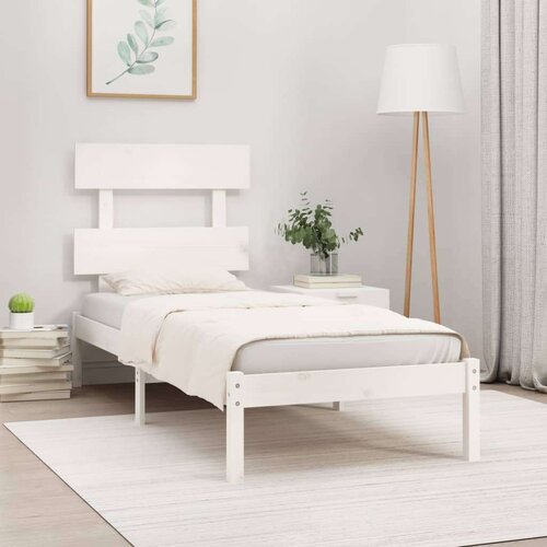  Posteljni okvir bel iz trdnega lesa 90x190 cm 3FT, (20902673) Slike