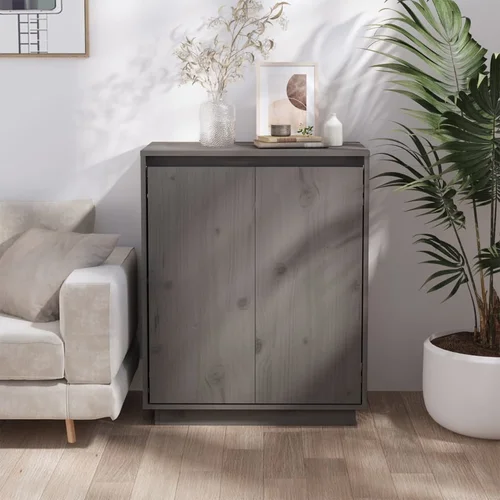vidaXL Komoda siva 60 x 34 x 75 cm od masivne borovine
