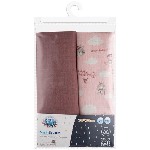 Canpol BABIES MUSLIN PELENA (70x70cm) BONJOUR PARIS PINK - 2kom Cene