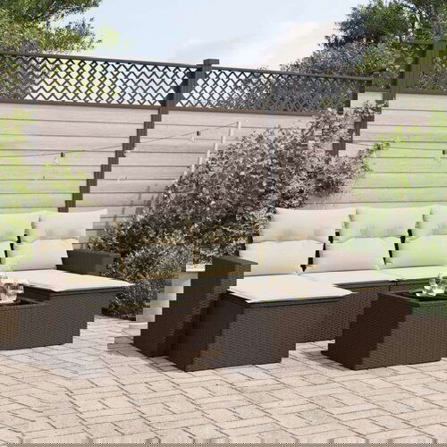 VidaXL 7-dijelni set vrtnih sofa od poliratana s jastucima smeđi Slike