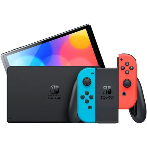 Nintendo Switch Console (OLED Model) Neon Red and Blue Cene