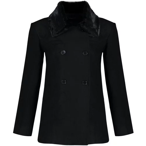 Trendyol Black Fur Collar Detailed Woolen Cachet Coat