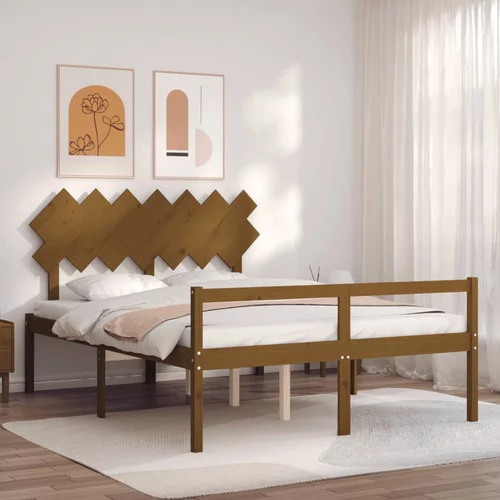  kreveta s uzglavljem boja meda 140 x 200 cm masivno drvo
