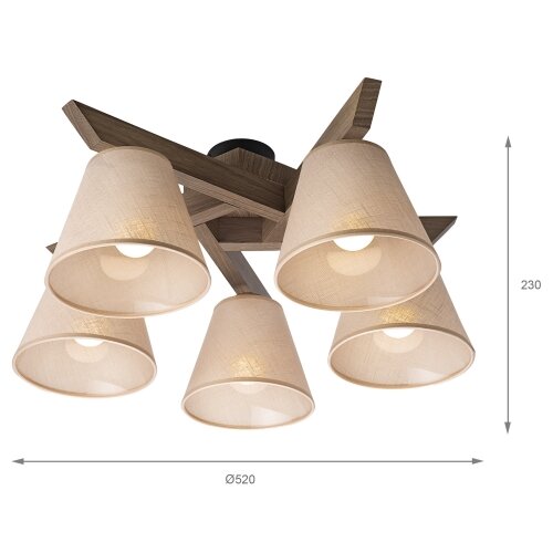  Brilagi - LED Plafonski luster ANTHONY 5xE14/40W/230V hrast orah/bež Slike