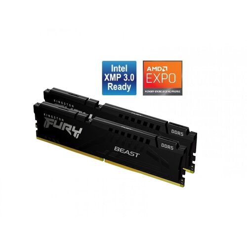 Kingston fury beast 32GB kit (2x16GB) DDR5-6000 dimm CL30 amd expo, 1.40V Slike