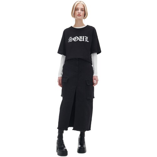 Cropp - Majica s printom - Crna Cene