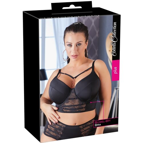 Cottelli / Plus Size - čipkast modrček s trakovi (črna) - 90D Cene