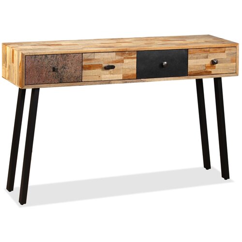 Maison Chic konzolna miza - miza ob steni iz masivne predelane tikovine 120x30x76 cm, (21786596) Cene