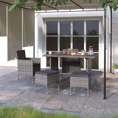 The Living Store Vrtni stoli in stolčki 4-delni komplet poli ratan sive barve - Vrtni Stol In Stolček, (21475929) Slike