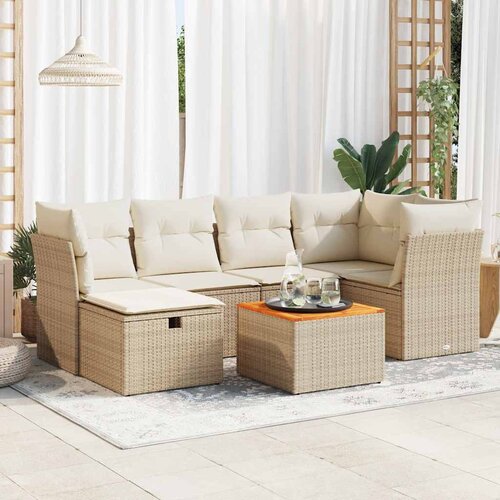 vidaXL 7-dijelni set vrtnih sofa od poliratana s jastucima bež Cijene