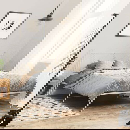  The Living Store Kovinski posteljni okvir z vzglavjem bel 100x200 cm - Posteljni Okvir, (21440201) Slike