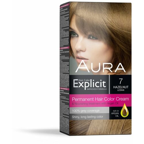 Aura set za trajno bojenje kose explicit 7 hazelnut / lešnik Cene