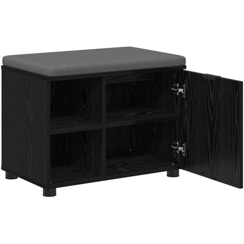  Klupa za hodnik s jastukom s policom Crni Hrast 60 x 38 x 46 cm Slike