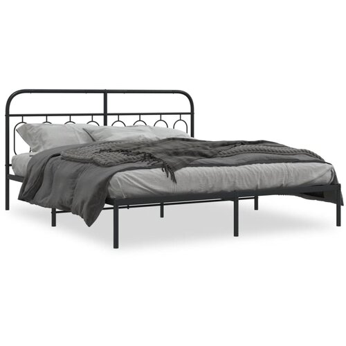 vidaXL Kovinski posteljni okvir z vzglavjem črn 183x213 cm Cene