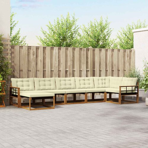  Set vanjskih sofa 7 kom. Prirodna i krem Čvrsto drvo akacije Cijene