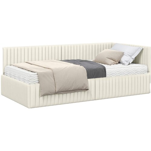 VidaXL Kutni krevetni okvir s madracem 2 kom. Krema Bar&amp;scaron;un - Krema 90 x 200 cm Slike