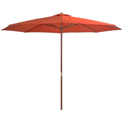 VidaXL Zunanji senčnik z lesenim drogom 350 cm terakota Slike
