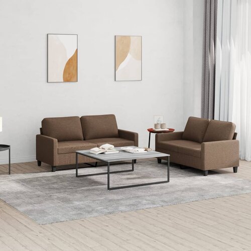  2-dijelni set sofa s jastucima smeđi od tkanine Cijene