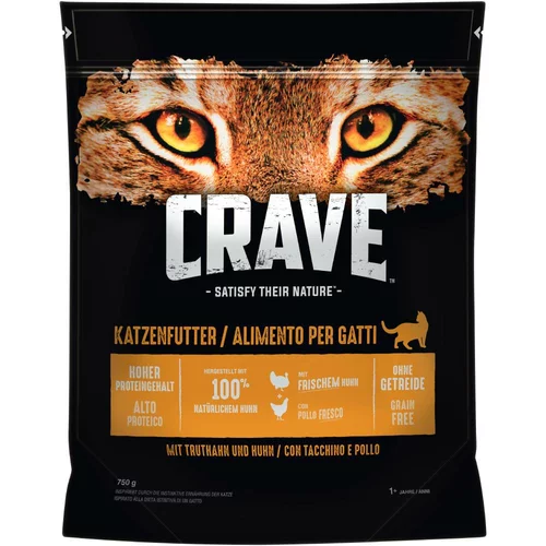 CRAVE Adult suha hrana za mačke s puretinom i piletinom - 6 x 750 g