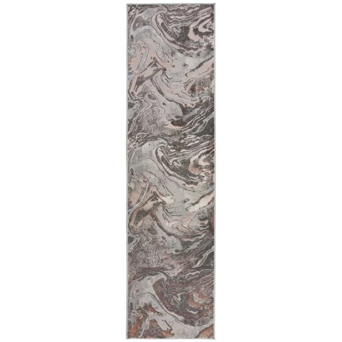 Flair Rugs sivo-bež staza Marbled, 60 x 230 cm
