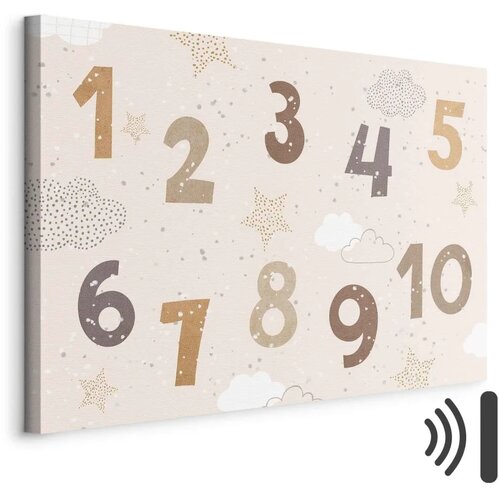  Slika - Jumping Numbers - Numbers in a Subdued Beige-Brown Hue Among Snowflakes Stars and Clouds 90x60 Akustična Cene
