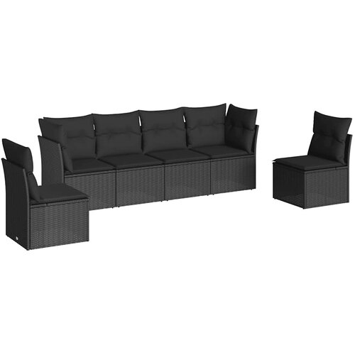  6-dijelni set vrtnih sofa s jastucima crni od poliratana Crna 62 x 62 x 69 cm Slike